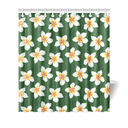 White Plumeria Pattern Print Design PM020 Shower Curtain