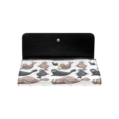 Sea Lion Pattern Print Design 02 Women's Trifold Wallet