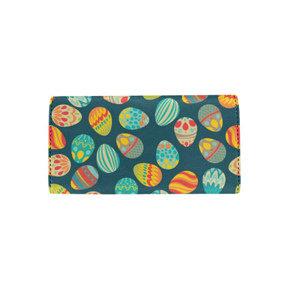 Easter Eggs Pattern Print Design RB09 Women's Trifold Wallet