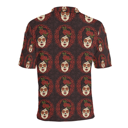 Day of the Dead Mexican Girl Men Polo Shirt
