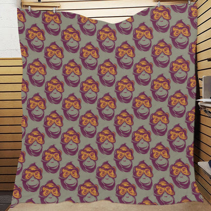 Chimpanzee Pattern Print Design 02 Premium Quilt