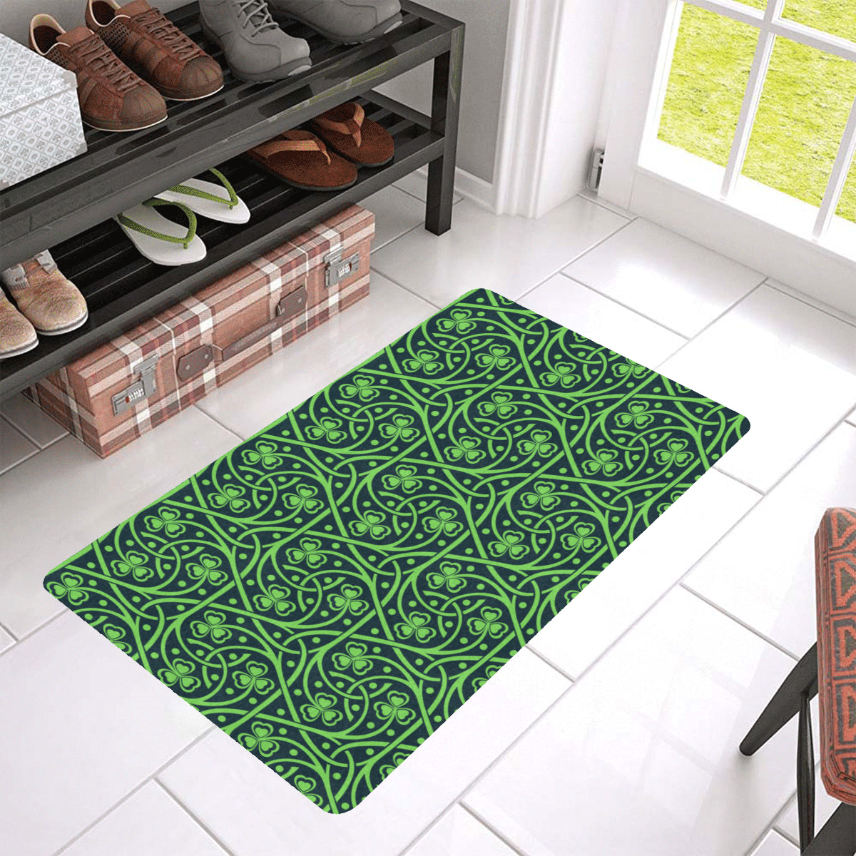Shamrock Themed Print Rubber Doormat