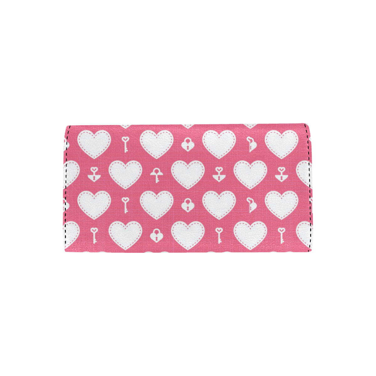 Heart Key Pattern Print Design HE09 Women's Trifold Wallet