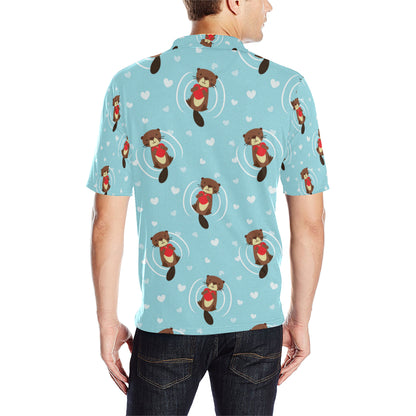 Sea Otter Cute Pattern Print Design 04 Men Polo Shirt