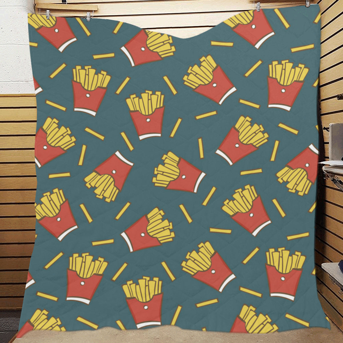 French Fried Pattern Print Design 04 Premium Quilt