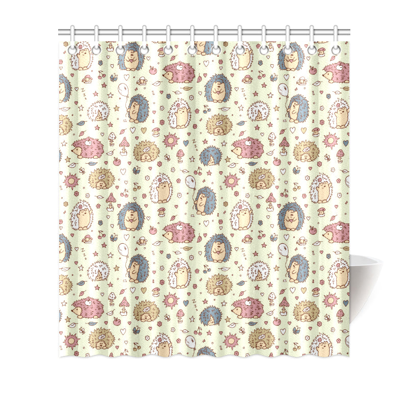Hedgehog Cute Pattern Print Design 01 Shower Curtain