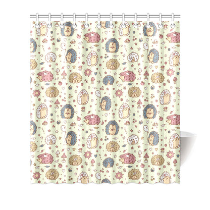 Hedgehog Cute Pattern Print Design 01 Shower Curtain