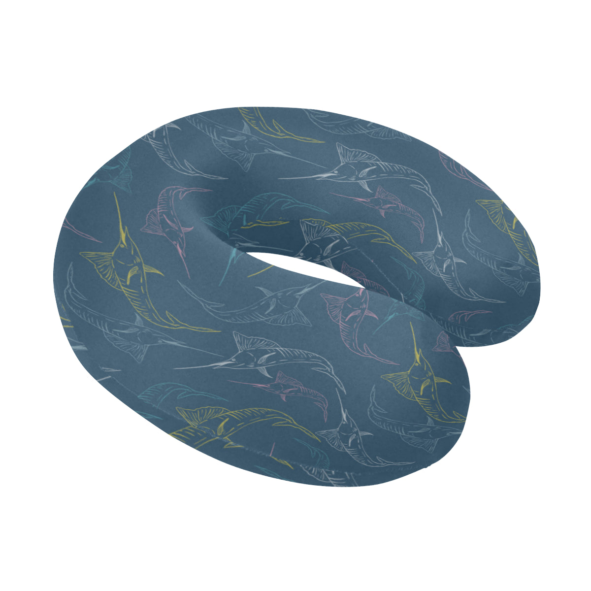 Swordfish Pattern Print Design 02 U-Shaped Travel Neck Pillow