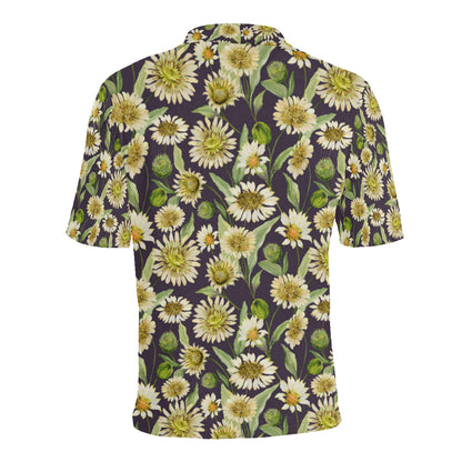 Daisy Vintage Print Pattern Men Polo Shirt