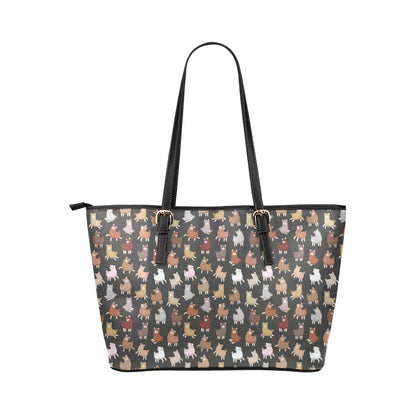 Alpaca Cute Design Themed Print Leather Tote Bag