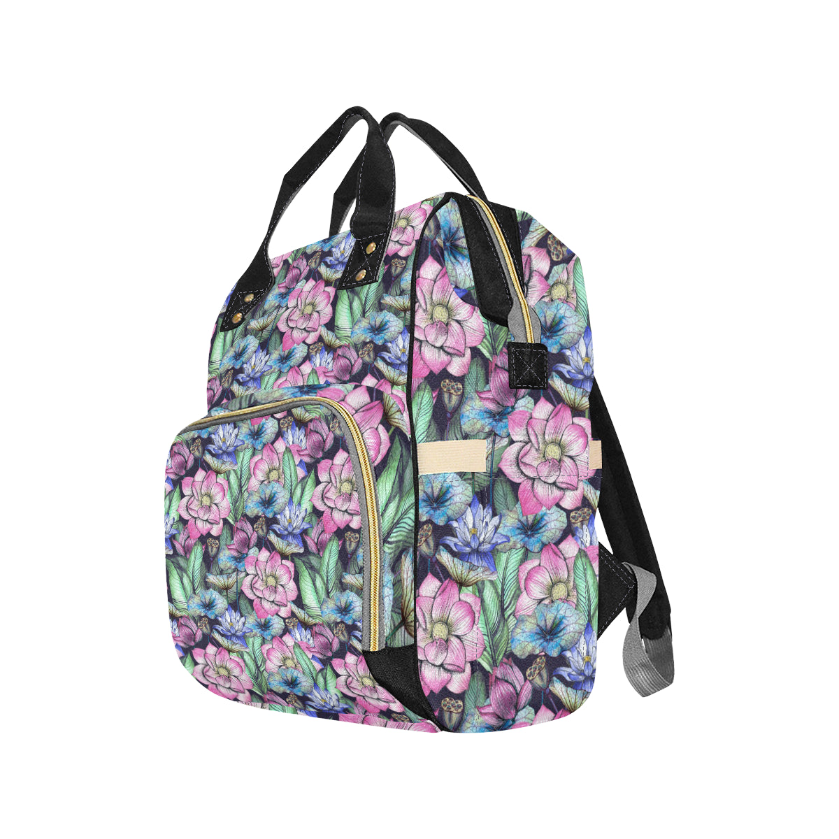 Water Lily Pattern Print Design WL07 Diaper Bag Backpack