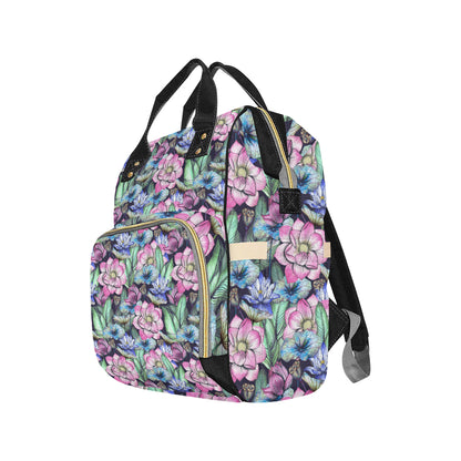 Water Lily Pattern Print Design WL07 Diaper Bag Backpack