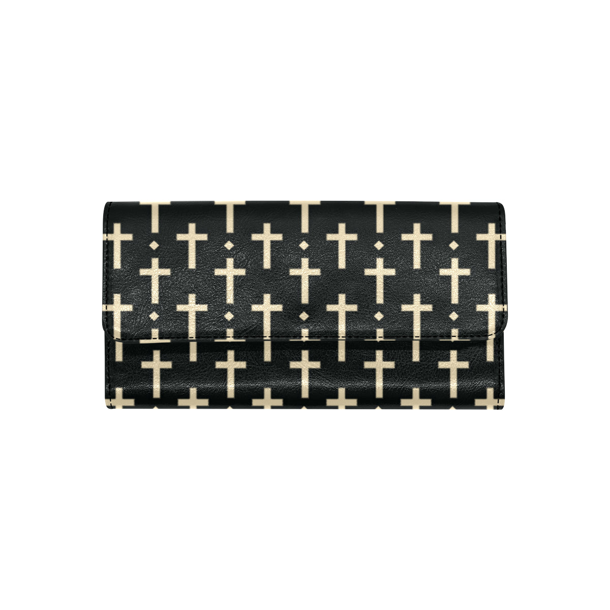 Cross Pattern Print Design 03 Women's Trifold Wallet