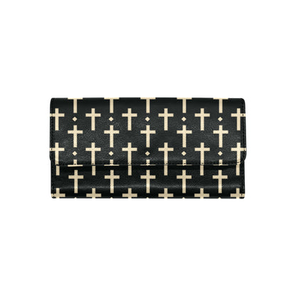 Cross Pattern Print Design 03 Women's Trifold Wallet