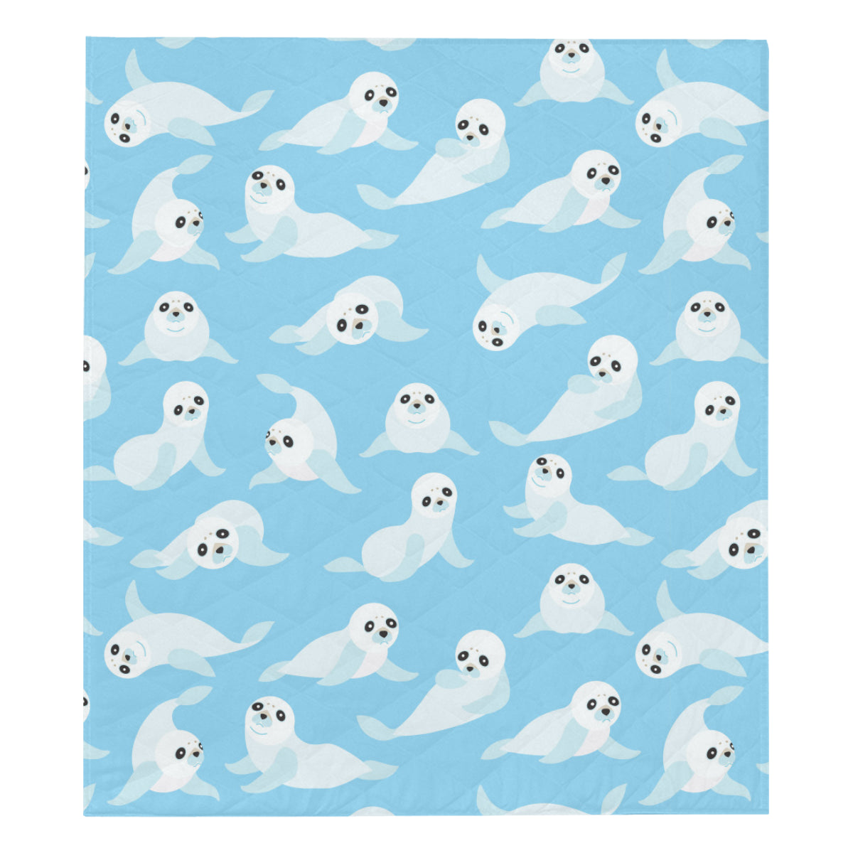 Sea Lion Cute Pattern Print Design 03 Premium Quilt