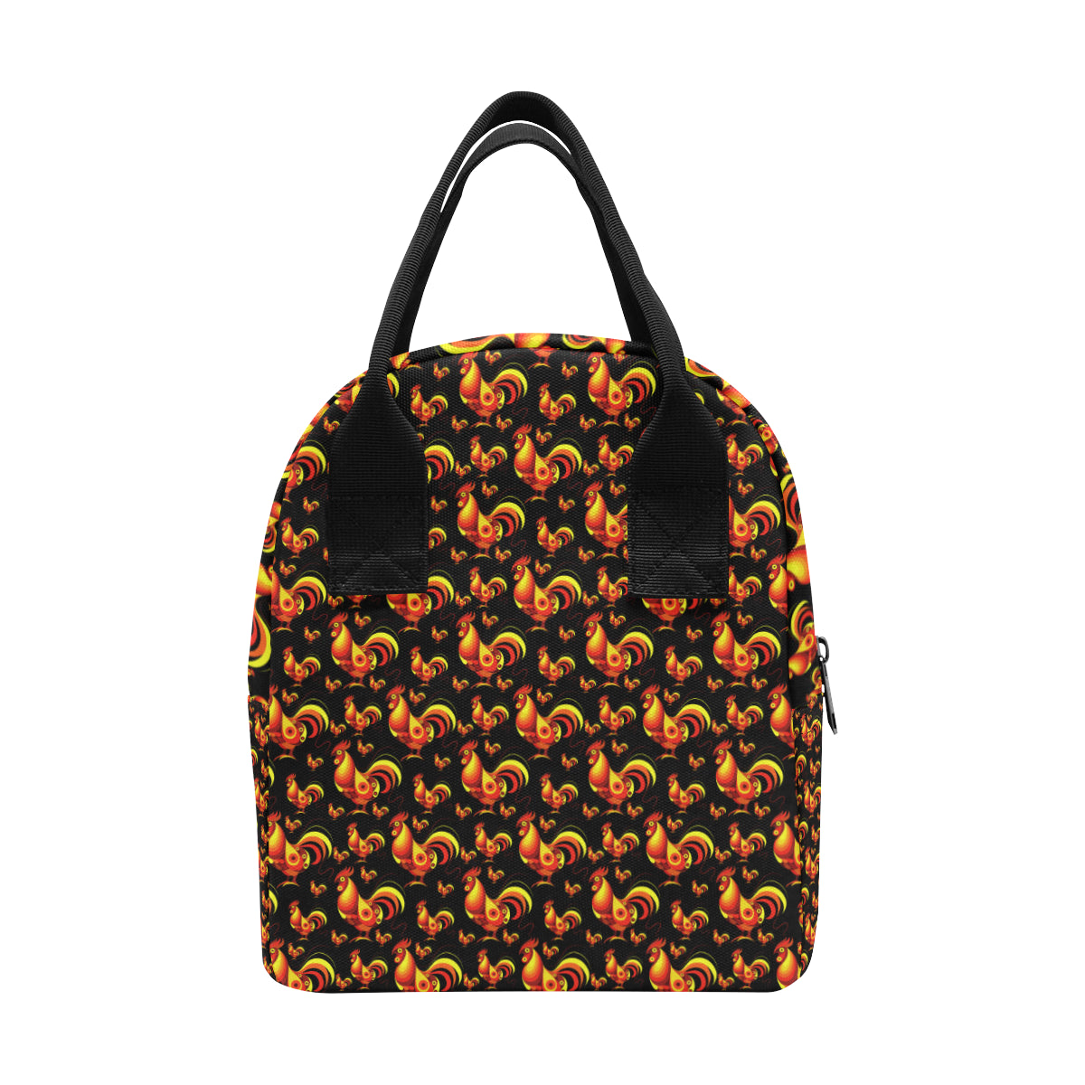 Rooster Print Themed Insulated Lunch Bag