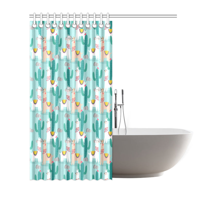 Llama Cactus Pattern Print Design 08 Shower Curtain