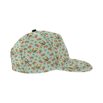 Bird with Red Flower Print Pattern Snapback Cap
