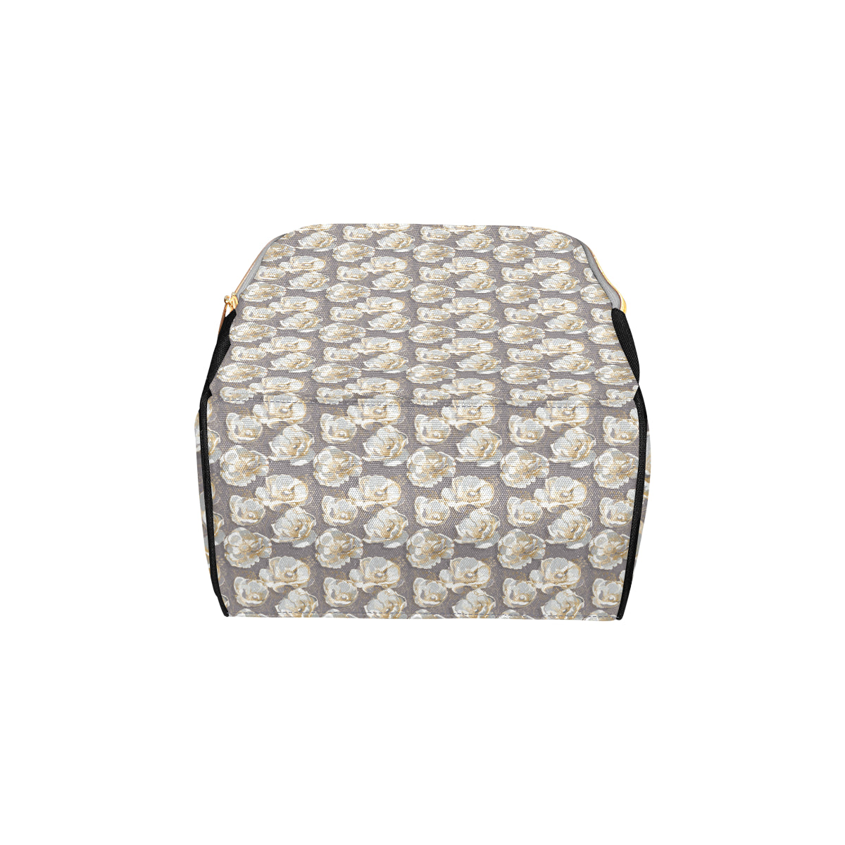 Elegant Grey Flower Print Diaper Bag Backpack