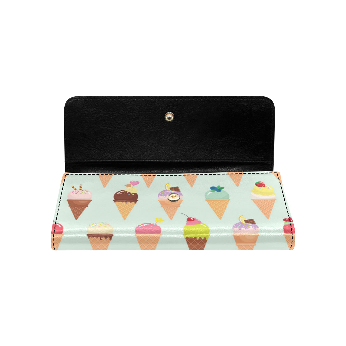 Ice Cream Pattern Print Design 03 Women's Trifold Wallet