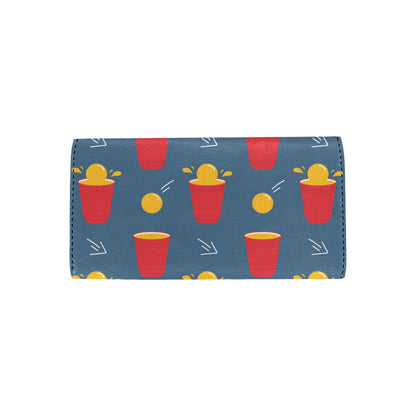 Beer Pong Pattern Print Design 02 Women's Trifold Wallet
