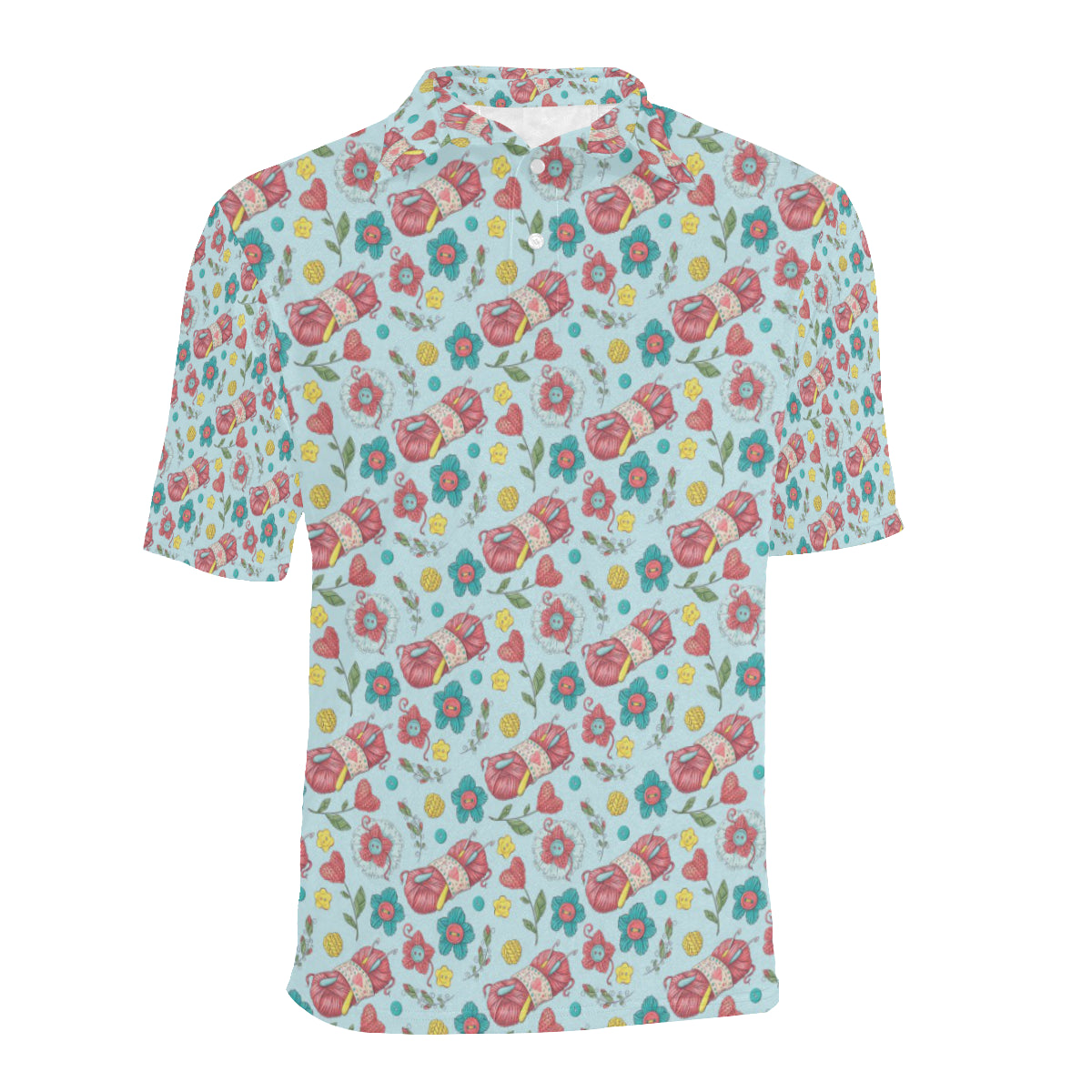 Crochet Pattern Print Design 01 Men Polo Shirt