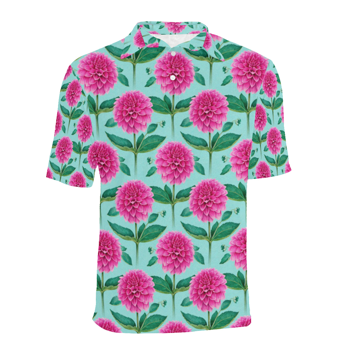 Dahlia Pattern Print Design DH08 Men Polo Shirt