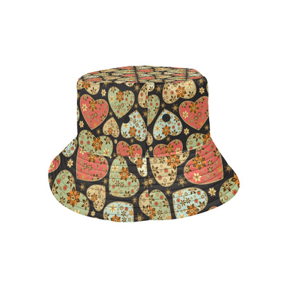 Heart Boho Pattern Print Design HE04 Unisex Bucket Hat