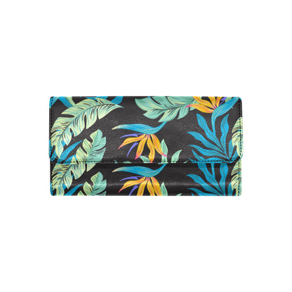 Tropical Palm Leaves Hawaiian Flower Women's Trifold Wallet