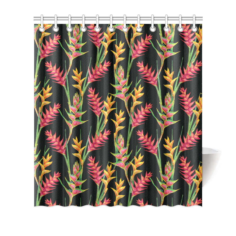 Heliconia Pattern Print Design HL01 Shower Curtain