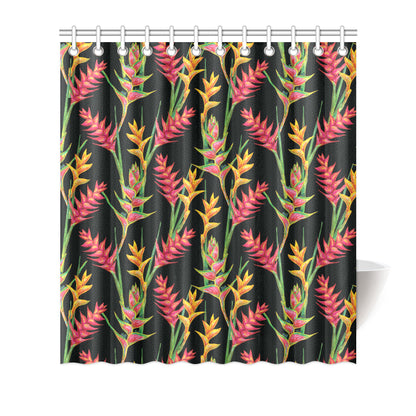 Heliconia Pattern Print Design HL01 Shower Curtain