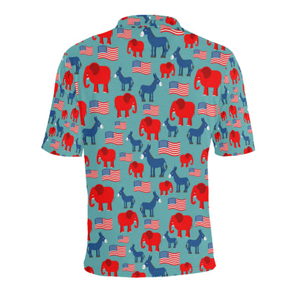 Donkey Red Elephant Pattern Print Design 03 Men Polo Shirt