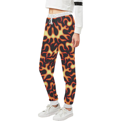 Flame Fire Themed Print Unisex Sweatpants