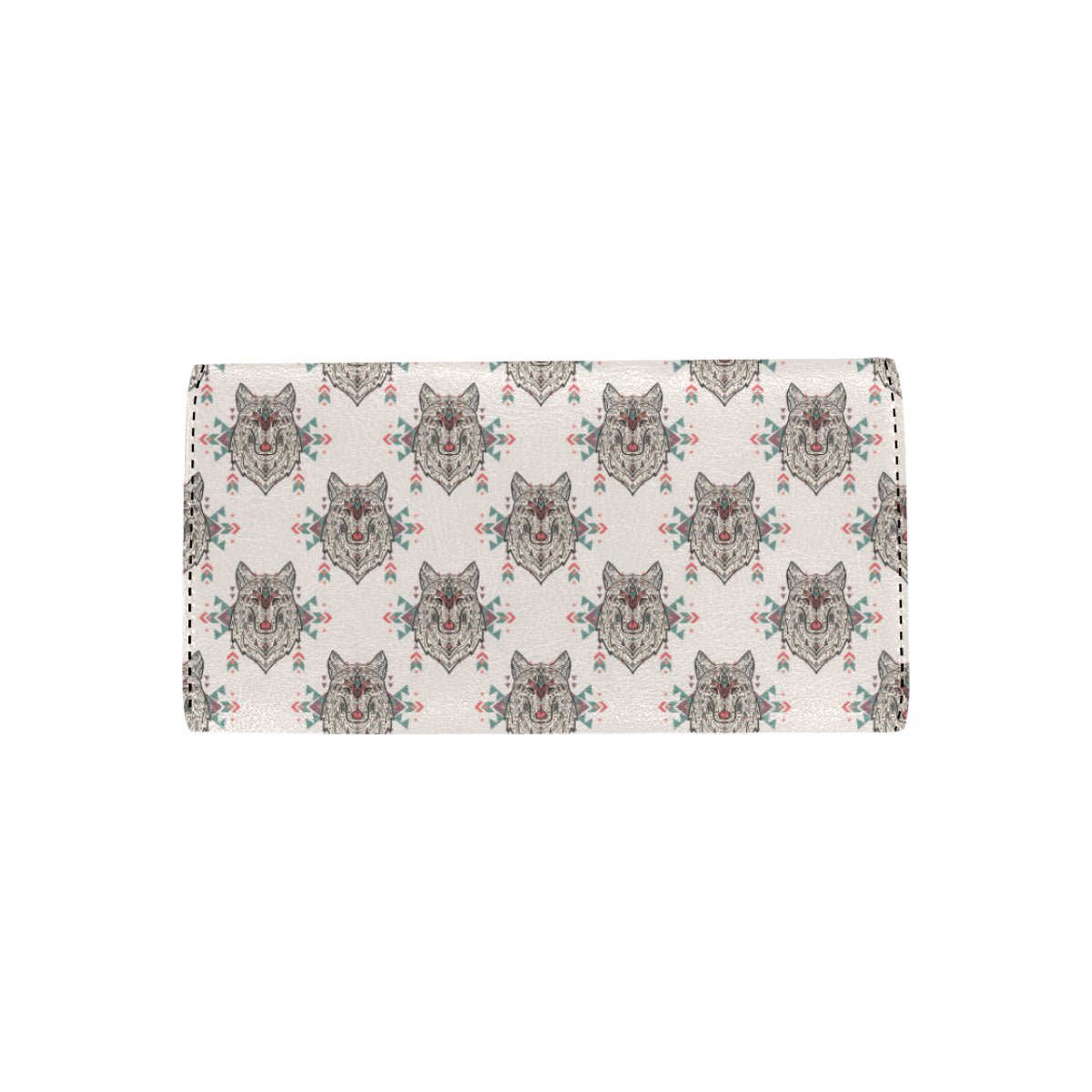 Aztec Wolf Pattern Print Design 01 Women's Trifold Wallet