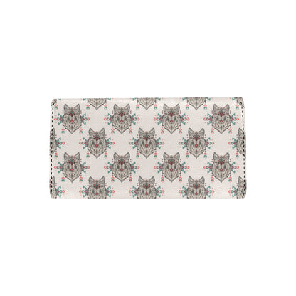 Aztec Wolf Pattern Print Design 01 Women's Trifold Wallet