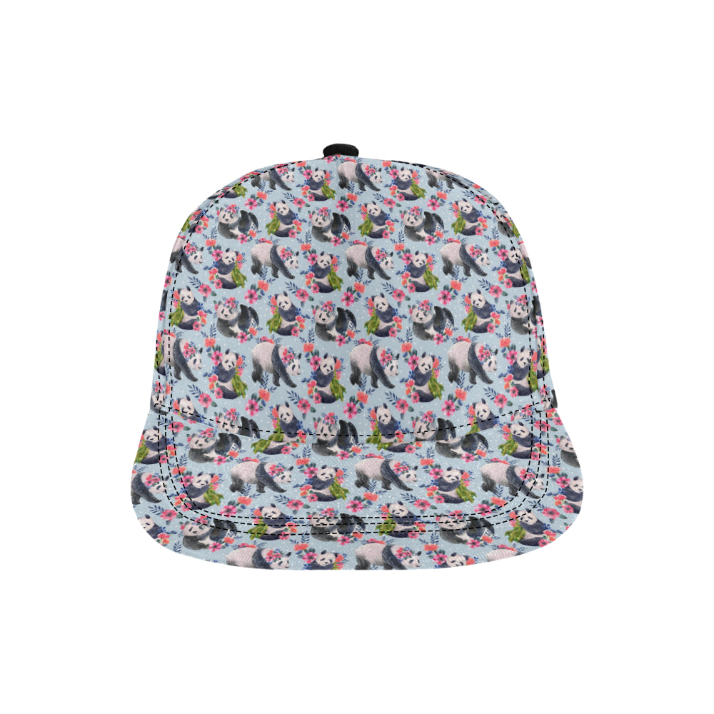 Panda Bear Flower Design Themed Print Snapback Cap