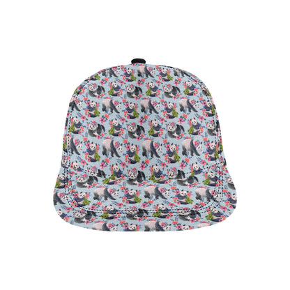 Panda Bear Flower Design Themed Print Snapback Cap