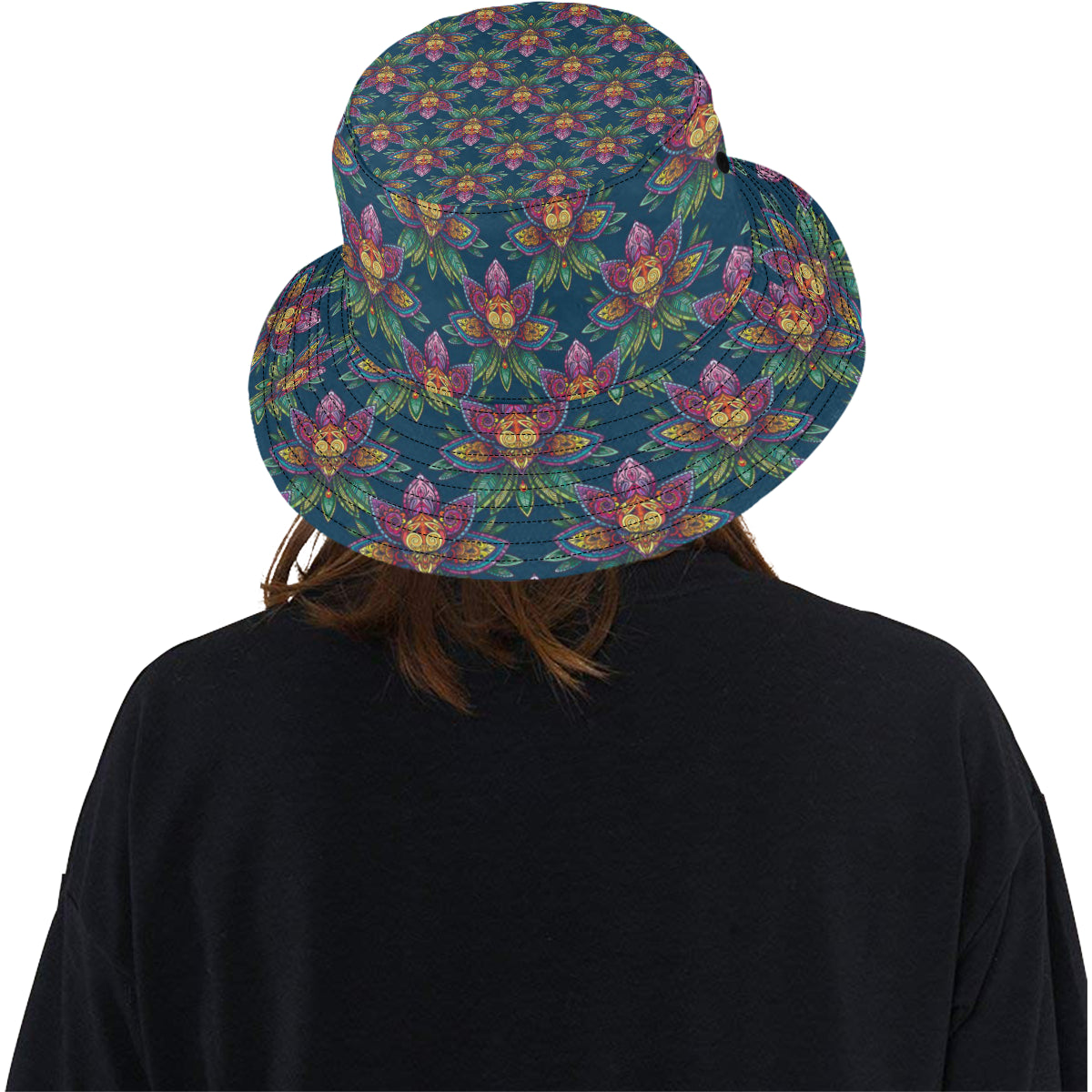 lotus Boho Pattern Print Design LO04 Unisex Bucket Hat