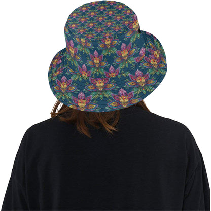 lotus Boho Pattern Print Design LO04 Unisex Bucket Hat