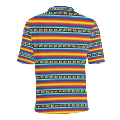 Mexican Blanket ZigZag Print Pattern Men Polo Shirt