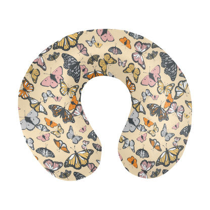 Butterfly Pattern Print Design 04 U-Shaped Travel Neck Pillow