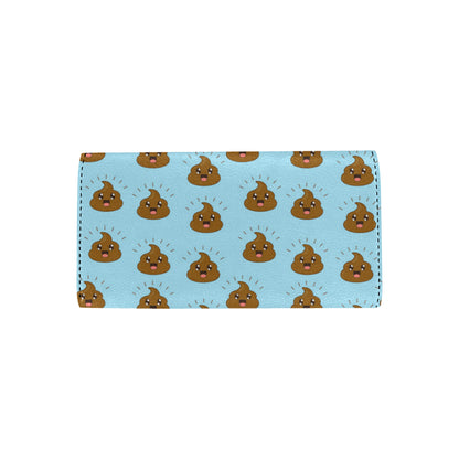 Poop Emoji Pattern Print Design A03 Women's Trifold Wallet