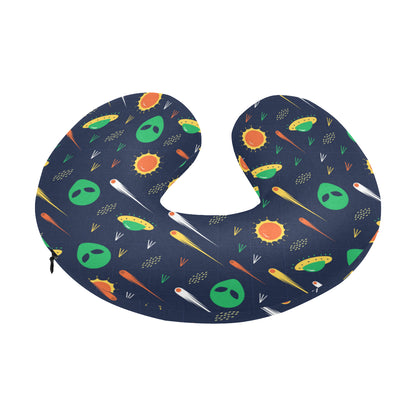 Alien UFO Pattern Print Design 05 U-Shaped Travel Neck Pillow