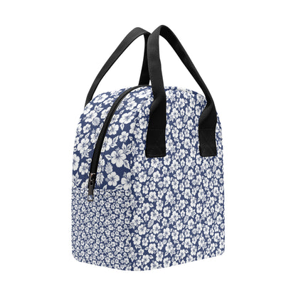 Hibiscus Blue Hawaiian Flower Style Insulated Lunch Bag