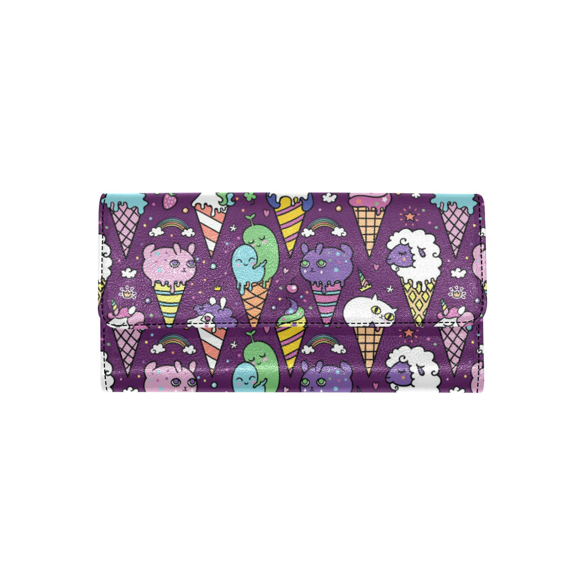 Ice Cream Pattern Print Design IC07 Women's Trifold Wallet