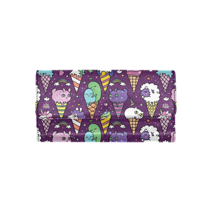 Ice Cream Pattern Print Design IC07 Women's Trifold Wallet