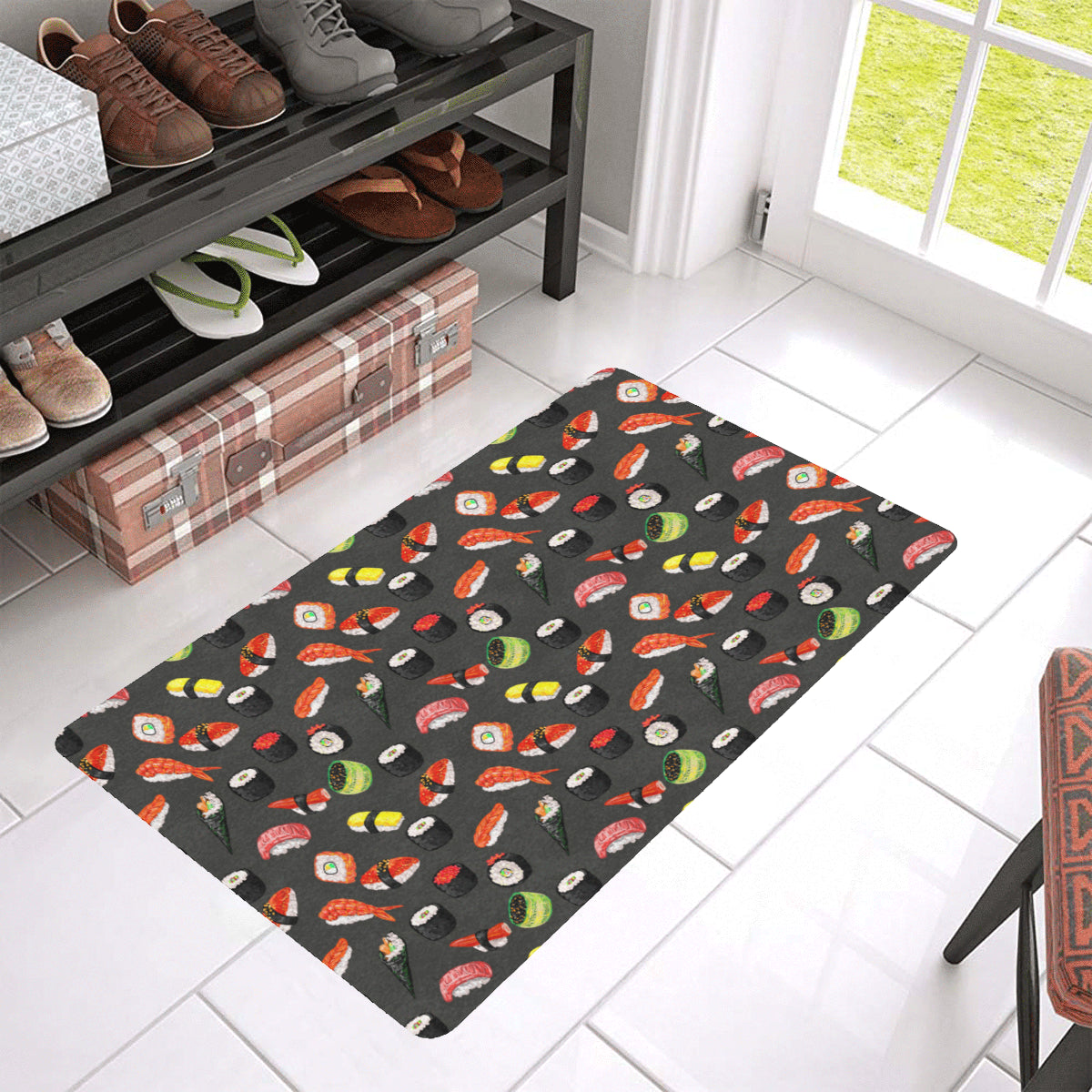 Sushi Design Print Rubber Doormat