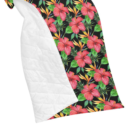 Red Hibiscus Pattern Print Design HB07 Premium Quilt