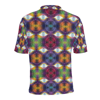 Chakra Eye Print Pattern Men Polo Shirt