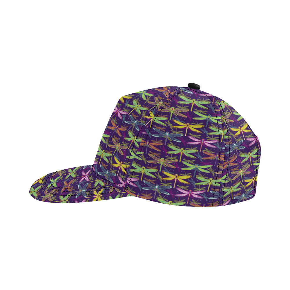 Dragonfly Neon Color Print Pattern Snapback Cap